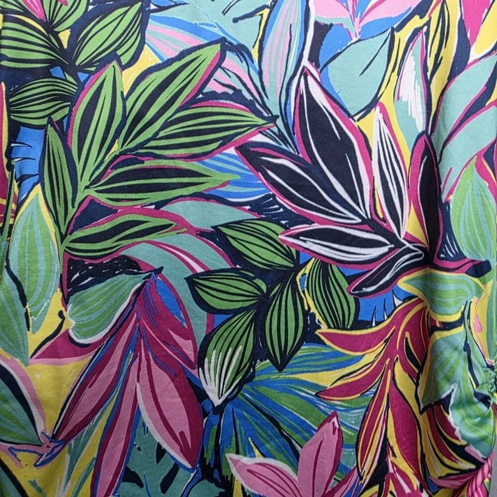 2 Caribbean Joe Tropical Floral Swim Coverup Womens Medium Beachy Ruched Side